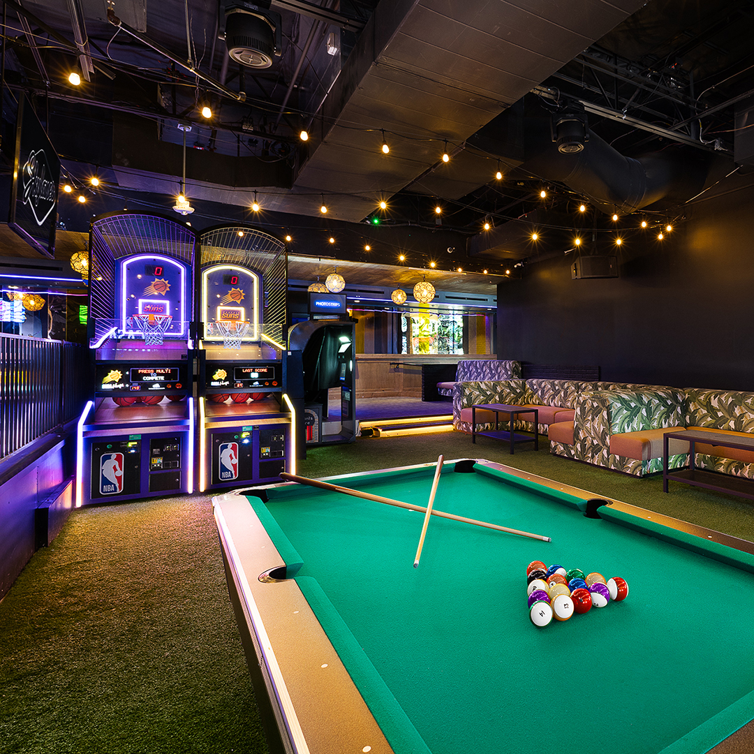 Pool table, basketball, and other interactive games